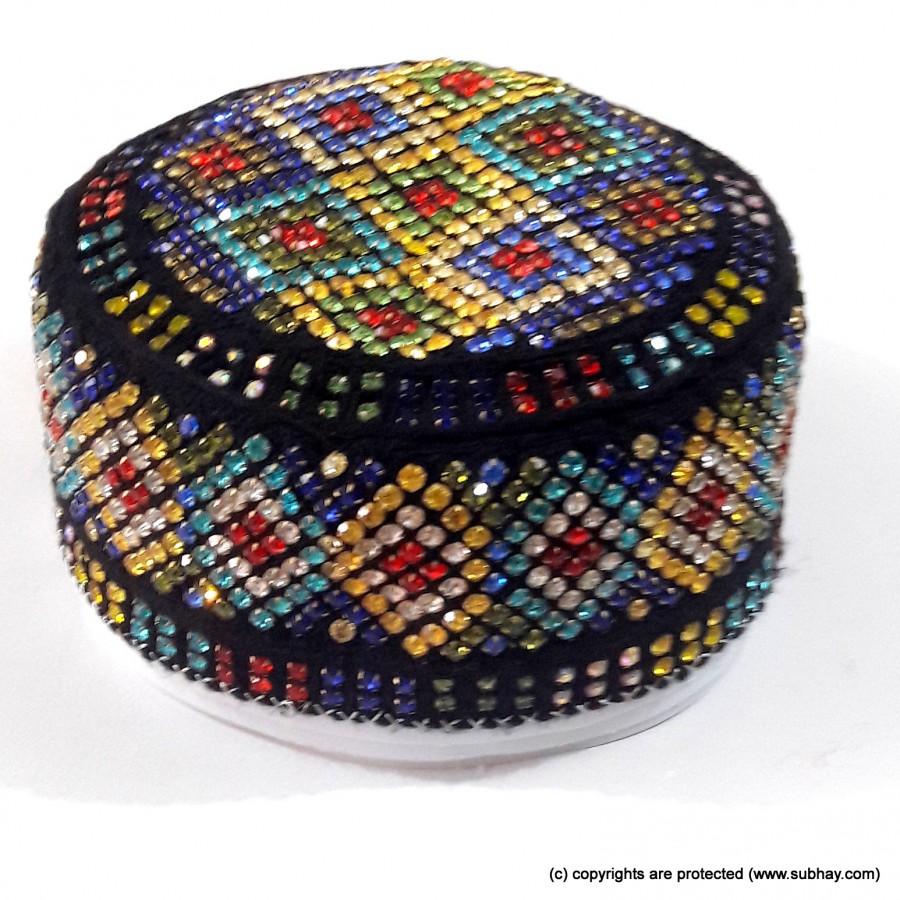 Multi Color Round Full Sindhi Nagina /  Zircon Cap or Topi MKC-807